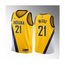 Men's Indiana Pacers #21 Isaiah Wong Yellow 2023 Draft Statement Edition Stitched Basketball Jersey