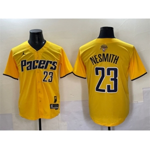 Men's Indiana Pacers #23 Aaron Nesmith Yellow 2025 Finals Vapor Stitched Baseball Jersey