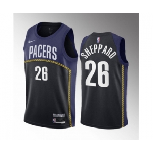 Men's Indiana Pacers #26 Ben Sheppard Blue 2023 Draft City Edition Stitched Basketball Jersey