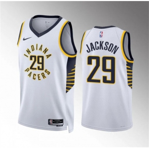 Men's Indiana Pacers #29 Quenton Jackson White Association Edition Stitched Basketball Jersey