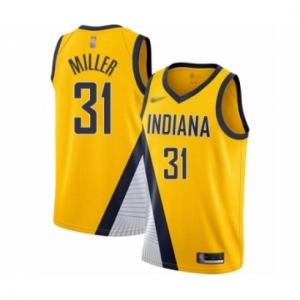 Men's Indiana Pacers #31 Reggie Miller Authentic Gold Finished Basketball Jersey - Statement Edition