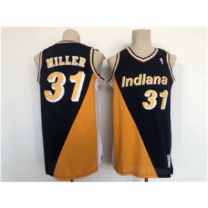 Men's Indiana Pacers #31 Reggie Miller Navy Yellow Throwback Stitched Basketball Jersey