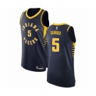 Men's Indiana Pacers #5 Edmond Sumner Authentic Navy Blue Basketball Jersey - Icon Edition