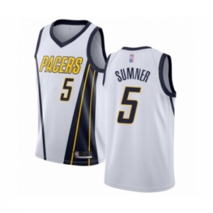 Men's Indiana Pacers #5 Edmond Sumner White Swingman Jersey - Earned Edition