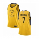 Men's Indiana Pacers #7 Malcolm Brogdon Authentic Gold Basketball Jersey Statement Edition