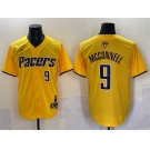 Men's Indiana Pacers #9 T.J. McConnell Yellow 2025 Finals Vapor Stitched Baseball Jersey