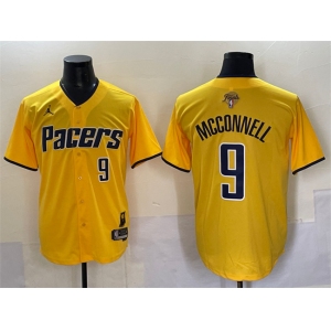 Men's Indiana Pacers #9 T.J. McConnell Yellow 2025 Finals Vapor Stitched Baseball Jersey