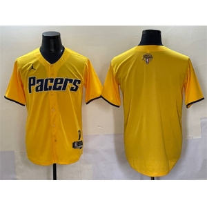 Men's Indiana Pacers Blank Yellow 2025 Finals Vapor Stitched Baseball Jersey