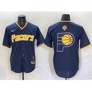 Men's Indiana Pacers Team Big Logo Navy 2025 Finals Vapor Stitched Baseball Jersey