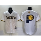 Men's Indiana Pacers Team Big Logo White 2025 Finals Vapor Stitched Baseball Jersey
