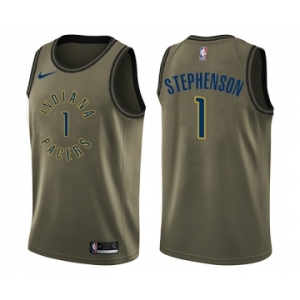 Men's Nike Indiana Pacers #1 Lance Stephenson Swingman Green Salute to Service NBA Jersey