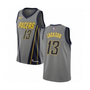 Men's Nike Indiana Pacers #13 Mark Jackson Authentic Gray NBA Jersey - City Edition