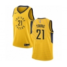 Men's Nike Indiana Pacers #21 Thaddeus Young Swingman Gold NBA Jersey Statement Edition