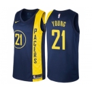 Men's Nike Indiana Pacers #21 Thaddeus Young Swingman Navy Blue NBA Jersey - City Edition