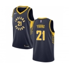 Men's Nike Indiana Pacers #21 Thaddeus Young Swingman Navy Blue Road NBA Jersey - Icon Edition