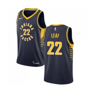 Men's Nike Indiana Pacers #22 T. J. Leaf Authentic Navy Blue Road NBA Jersey - Icon Edition