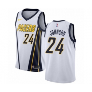 Men's Nike Indiana Pacers #24 Alize Johnson White Swingman Jersey - Earned Edition