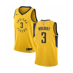 Men's Nike Indiana Pacers #3 Aaron Holiday Swingman Gold NBA Jersey Statement Edition