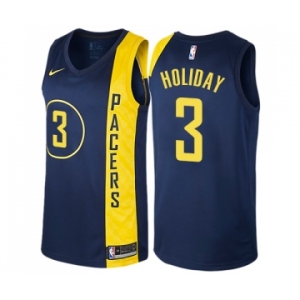 Men's Nike Indiana Pacers #3 Aaron Holiday Swingman Navy Blue NBA Jersey - City Edition