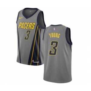 Men's Nike Indiana Pacers #3 Joe Young Swingman Gray NBA Jersey - City Edition