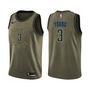 Men's Nike Indiana Pacers #3 Joe Young Swingman Green Salute to Service NBA Jersey
