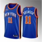 Men New Yok Knicks #11 Jalen Brunson Blue 2023 24 City Edition Stitched Basketball Jersey