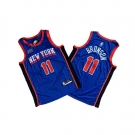 Men New Yok Knicks #11 Jalen Brunson Blue City Edition Stitched Basketball Jersey