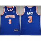 Men New Yok Knicks #3 Josh Hart Blue Stitched Basketball Jersey