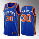 Men New Yok Knicks #30 Julius Randle Blue 2023 24 City Edition Stitched Basketball Jersey