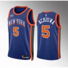 Men New Yok Knicks #5 Precious Achiuwa Blue 2023 24 City Edition Stitched Basketball Jersey