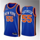 Men New Yok Knicks #55 Isaiah Hartenstein Blue 2023 24 City Edition Stitched Basketball Jersey