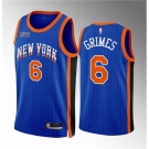 Men New Yok Knicks #6 Quentin Grimes Blue 2023 24 City Edition Stitched Basketball Jersey