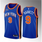 Men New Yok Knicks #9 RJ Barrett Blue 2023 24 City Edition Stitched Basketball Jersey