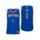 Men New York Knicks #1 Courtney Lee Road Blue New Swingman Jersey