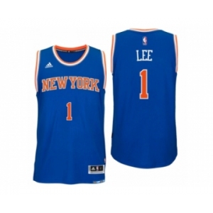 Men New York Knicks #1 Courtney Lee Road Blue New Swingman Jersey