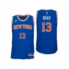 Men New York Knicks #13 Joakim Noah Road Blue New Swingman Jersey