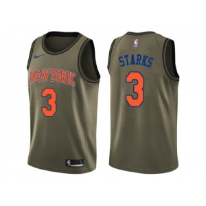 Men Nike New York Knicks #3 John Starks Green Salute to Service NBA Swingman Jersey