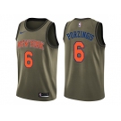 Men Nike New York Knicks #6 Kristaps Porzingis Green Salute to Service NBA Swingman Jersey