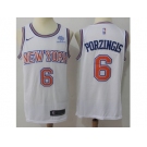 Men Nike New York Knicks #6 Kristaps Porzingis White NBA Swingman Hardwood Classics Jersey