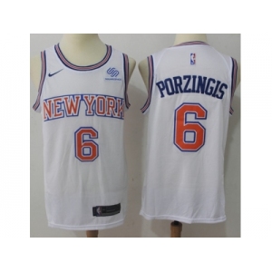 Men Nike New York Knicks #6 Kristaps Porzingis White NBA Swingman Hardwood Classics Jersey