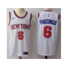 Men Nike New York Knicks #6 Kristaps Porzingis White Stitched NBA Swingman Jersey