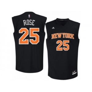 Men's Adidas New York Knicks #25 Derrick Rose Authentic Black Fashion NBA Jersey