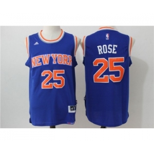 Men's NBA New York Knicks #25 Derrick Rose Blue Jerseys