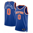 Men's New Yok Knicks #0 Donte DiVincenzo Blue Icon Edition Swingman Stitched Basketball Jersey