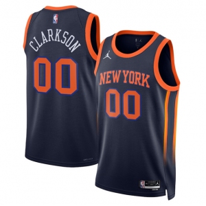 Men's New Yok Knicks #00 Jordan Clarkson Black 2025 Statement Edition Stitched Basketball Jersey