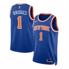 Men's New Yok Knicks #1 Mikal Bridges Blue Icon Edition Swingman Stitched Basketball Jersey