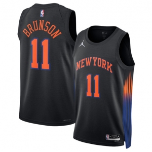 Men's New Yok Knicks #11 Jalen Brunson Jalen Brunson Black 2025 Statement Edition Stitched Basketball Jersey