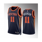 Men's New Yok Knicks #11 Jalen Brunson Navy Statement Edition With NO.6 Patch Stitched