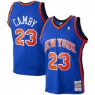 Men's New Yok Knicks #23 Camby  Blue Throwback Stitched Jersey