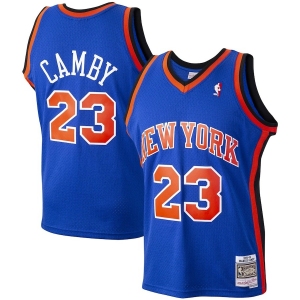 Men's New Yok Knicks #23 Camby  Blue Throwback Stitched Jersey